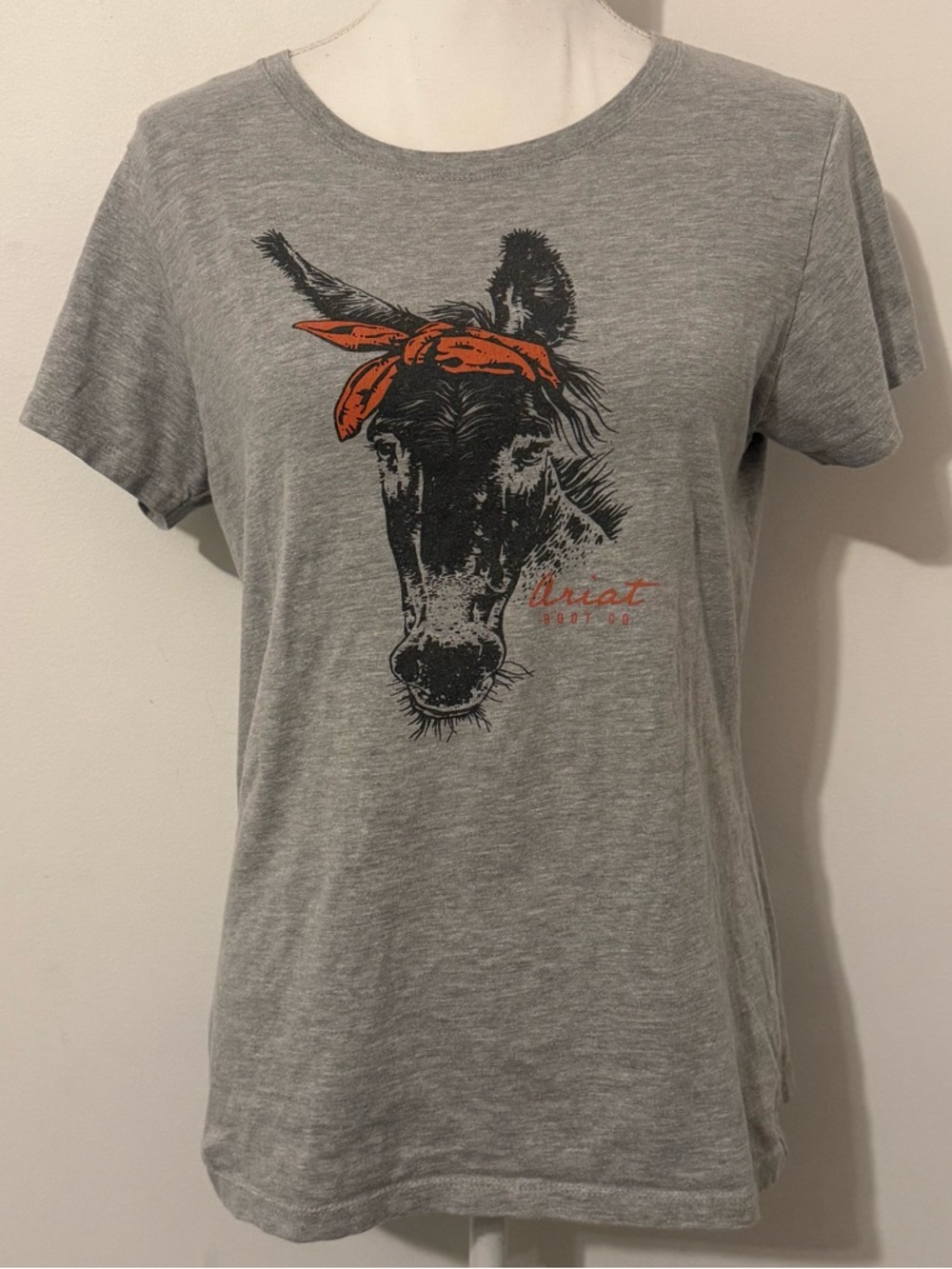 Ariat Bandana Horse Graphic Tee Shirt Gray Western Cowgirl Medium